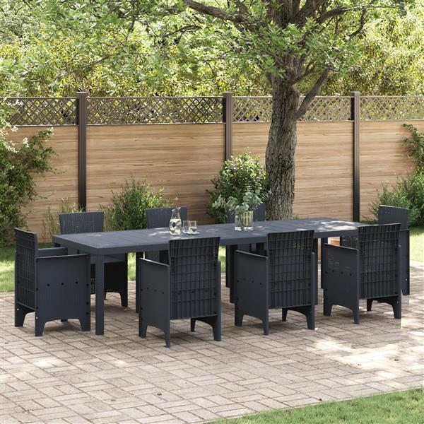 Grote foto vidaxl tuinstafel antraciet 300 x 100 x 73 cm poly rattan tuin en terras tuinmeubelen