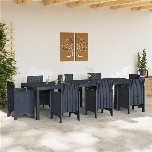 Grote foto vidaxl tuinstafel antraciet 300 x 100 x 73 cm poly rattan tuin en terras tuinmeubelen