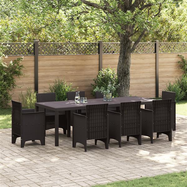 Grote foto vidaxl tuinstafel bruin 250 x 100 x 73 cm poly rattan tuin en terras tuinmeubelen