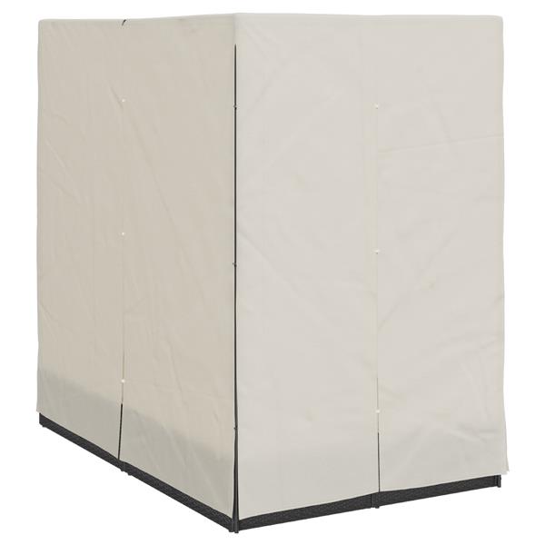 Grote foto vidaxl dubbele zonnebed met dak zwart 205 x 129 x 200 cm pe riet tuin en terras tuinmeubelen
