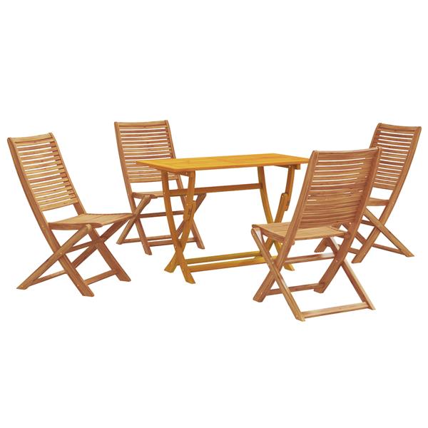 Grote foto vidaxl tuin eetset met kussen vouw 5 pcs bruin massief acaciahout tuin en terras tuinmeubelen