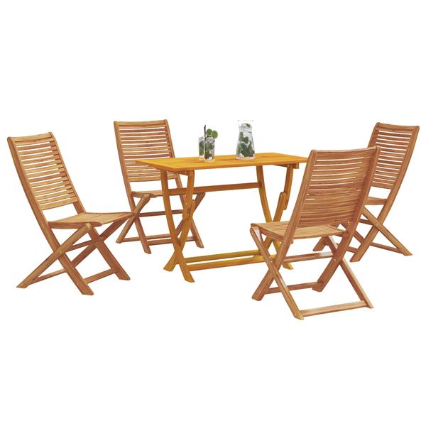 Grote foto vidaxl tuin eetset met kussen vouw 5 pcs bruin massief acaciahout tuin en terras tuinmeubelen