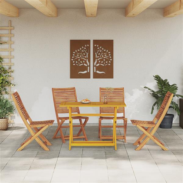 Grote foto vidaxl tuin eetset met kussen vouw 5 pcs bruin massief acaciahout tuin en terras tuinmeubelen