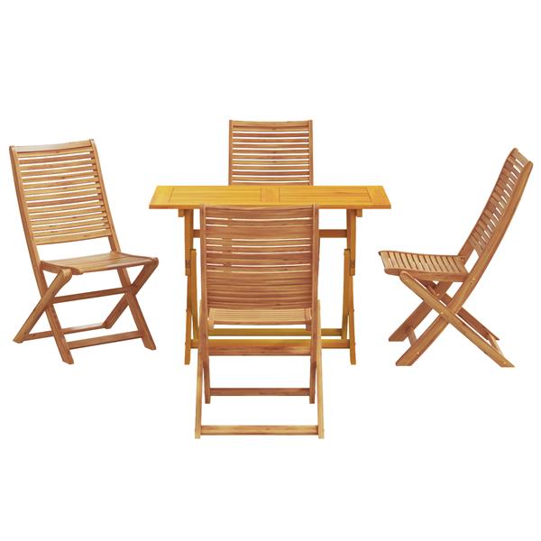 Grote foto vidaxl tuin eetset met kussen vouw 5 pcs bruin massief acaciahout tuin en terras tuinmeubelen