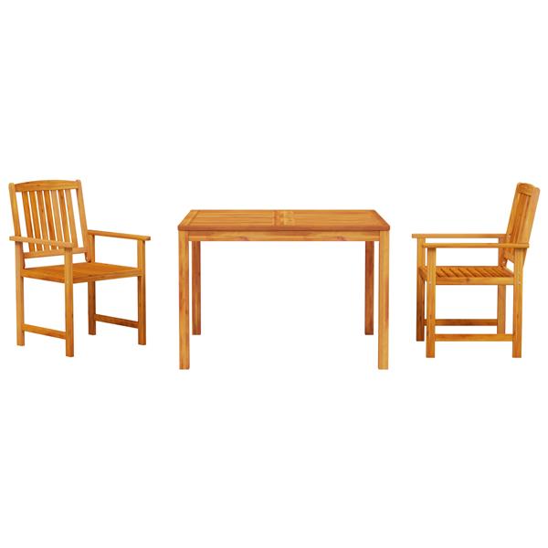 Grote foto vidaxl tuin eetset 3 pcs bruin massief acaciahout tuin en terras tuinmeubelen