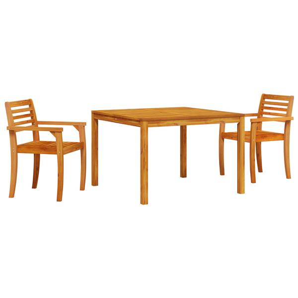 Grote foto vidaxl tuin eetset 3 pcs bruin massief acaciahout tuin en terras tuinmeubelen