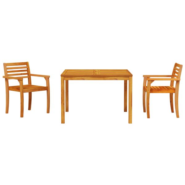 Grote foto vidaxl tuin eetset 3 pcs bruin massief acaciahout tuin en terras tuinmeubelen