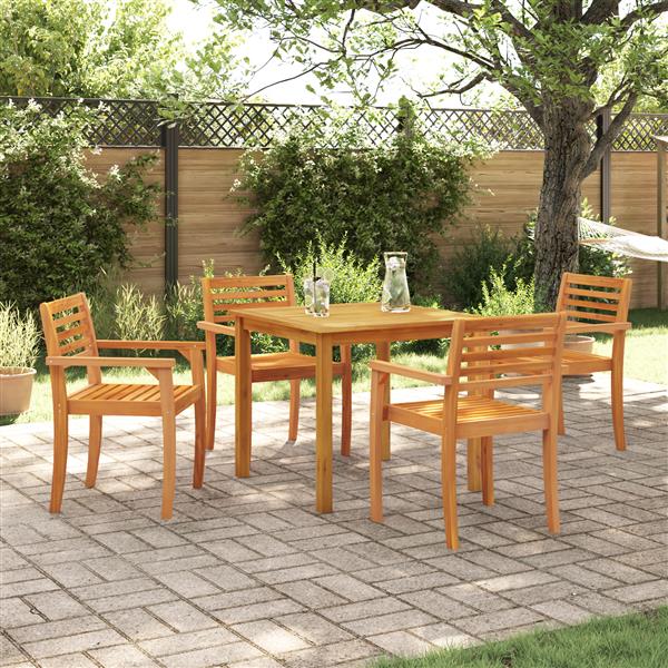 Grote foto vidaxl tuin eetset 5 pcs bruin massief acaciahout tuin en terras tuinmeubelen