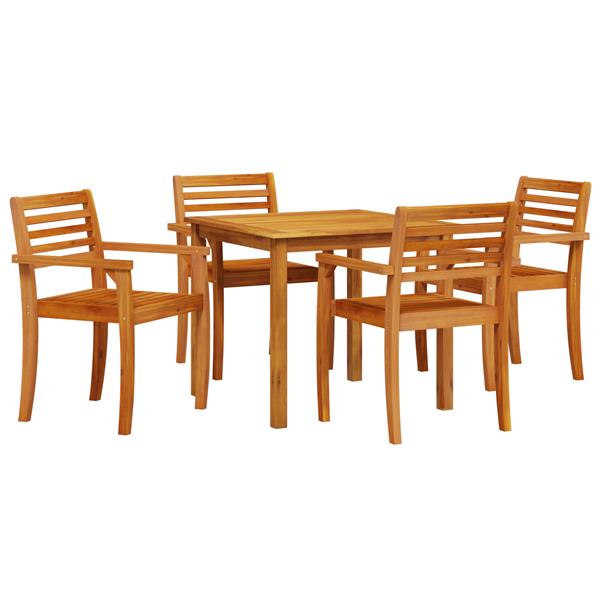 Grote foto vidaxl tuin eetset 5 pcs bruin massief acaciahout tuin en terras tuinmeubelen