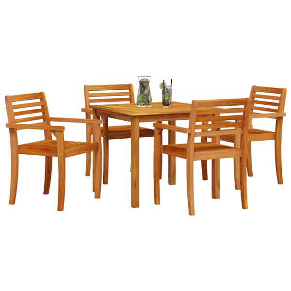 Grote foto vidaxl tuin eetset 5 pcs bruin massief acaciahout tuin en terras tuinmeubelen