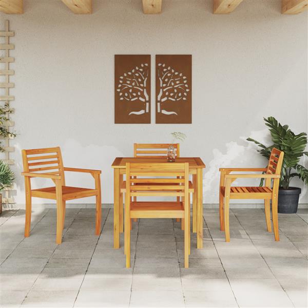 Grote foto vidaxl tuin eetset 5 pcs bruin massief acaciahout tuin en terras tuinmeubelen