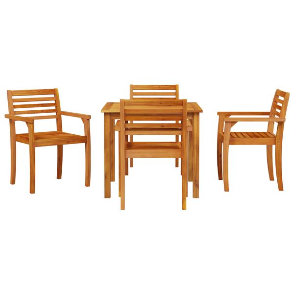 Grote foto vidaxl tuin eetset 5 pcs bruin massief acaciahout tuin en terras tuinmeubelen