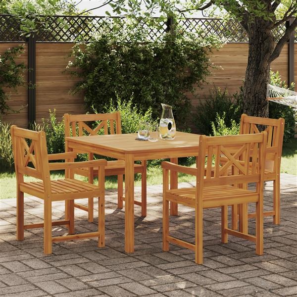 Grote foto vidaxl tuin eetset 5 pcs bruin massief acaciahout tuin en terras tuinmeubelen