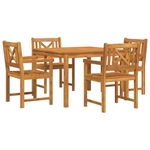 Grote foto vidaxl tuin eetset 5 pcs bruin massief acaciahout tuin en terras tuinmeubelen