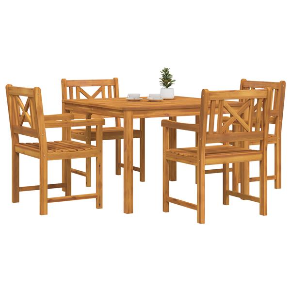 Grote foto vidaxl tuin eetset 5 pcs bruin massief acaciahout tuin en terras tuinmeubelen