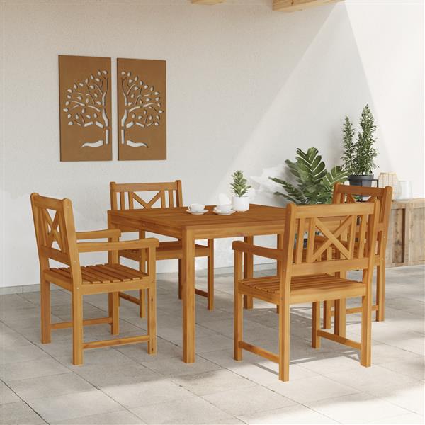 Grote foto vidaxl tuin eetset 5 pcs bruin massief acaciahout tuin en terras tuinmeubelen