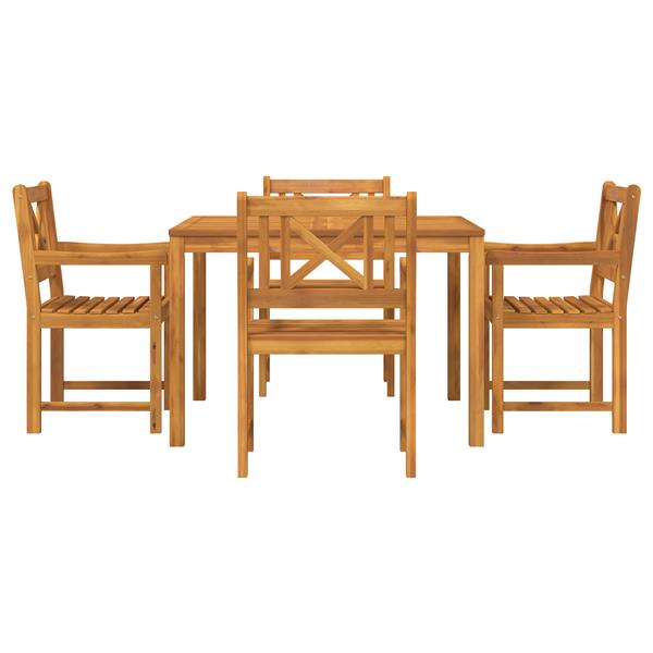 Grote foto vidaxl tuin eetset 5 pcs bruin massief acaciahout tuin en terras tuinmeubelen