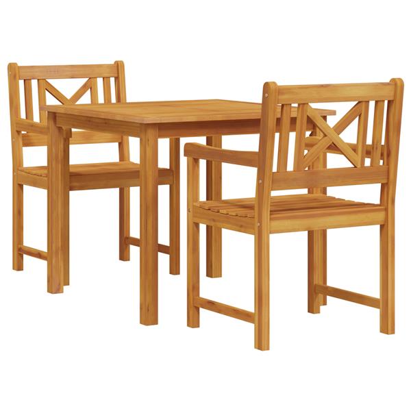Grote foto vidaxl tuin eetset 3 pcs bruin massief acaciahout tuin en terras tuinmeubelen