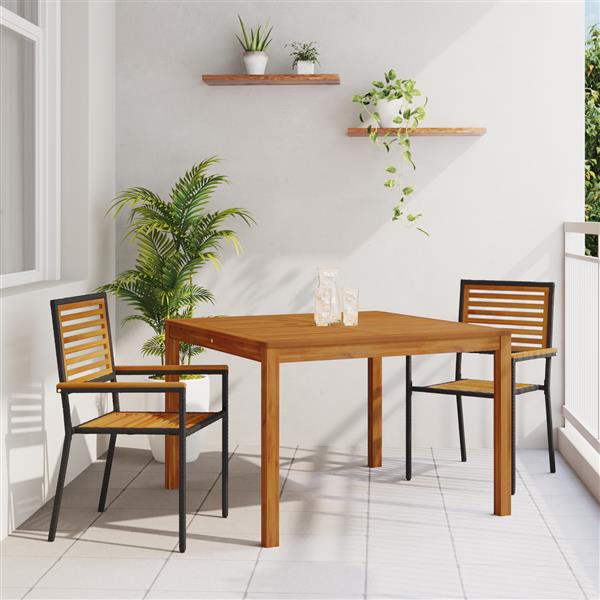 Grote foto vidaxl tuin eetset 3 pcs zwart poly riet tuin en terras tuinmeubelen