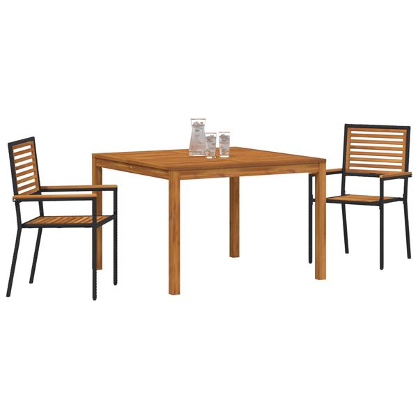 Grote foto vidaxl tuin eetset 3 pcs zwart poly riet tuin en terras tuinmeubelen