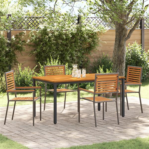 Grote foto vidaxl tuin eetset 5 pcs grijs 150 x 90 x 75 cm poly rattan tuin en terras tuinmeubelen