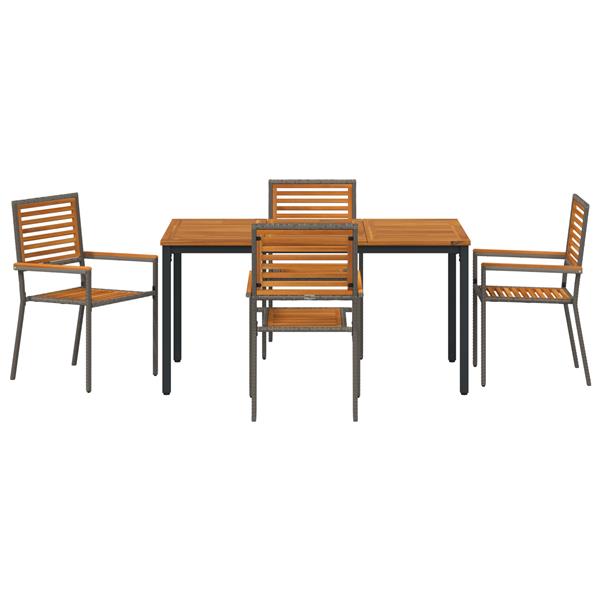 Grote foto vidaxl tuin eetset 5 pcs grijs 150 x 90 x 75 cm poly rattan tuin en terras tuinmeubelen