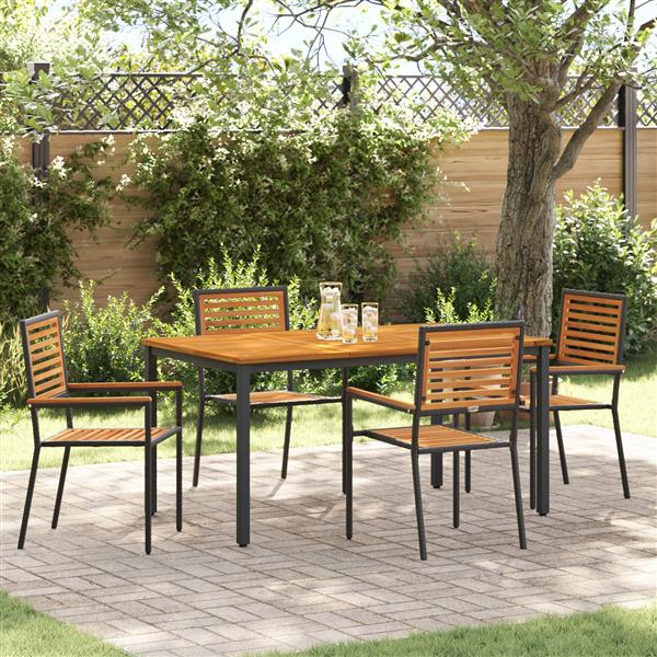 Grote foto vidaxl tuin eetset 5 pcs zwart 150 x 90 x 75 cm poly rattan tuin en terras tuinmeubelen