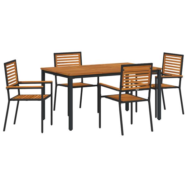 Grote foto vidaxl tuin eetset 5 pcs zwart 150 x 90 x 75 cm poly rattan tuin en terras tuinmeubelen