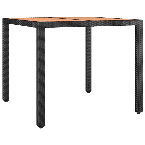 Grote foto vidaxl tuin eetset 5 pcs zwart en hout 90 x 90 x 75 cm poly rattan tuin en terras tuinmeubelen
