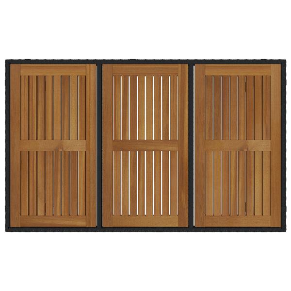 Grote foto vidaxl tuin eetset 5 pcs zwart en hout 150 x 90 x 75 cm poly rattan tuin en terras tuinmeubelen