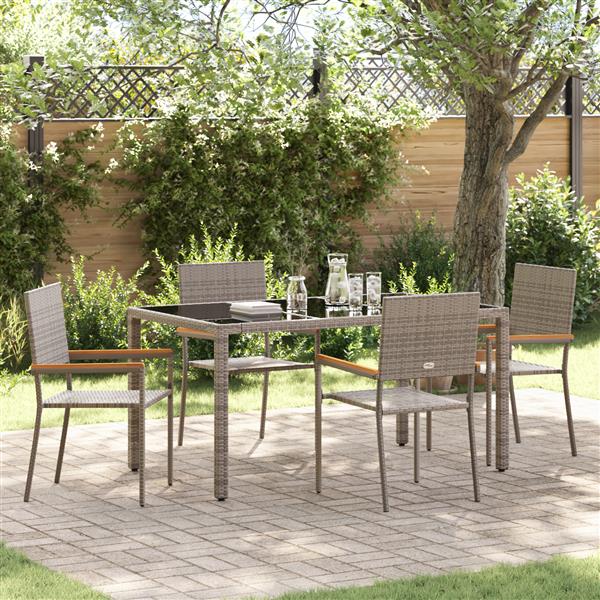 Grote foto vidaxl tuin eetset 5 pcs grijs 150 x 90 x 75 cm poly rattan tuin en terras tuinmeubelen