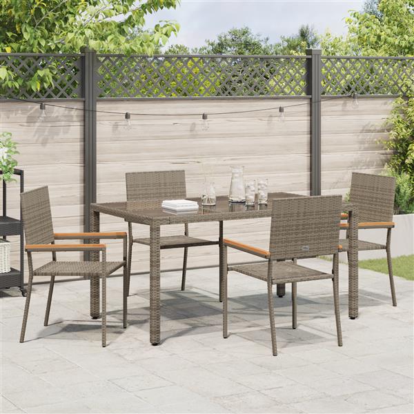 Grote foto vidaxl tuin eetset 5 pcs grijs 150 x 90 x 75 cm poly rattan tuin en terras tuinmeubelen