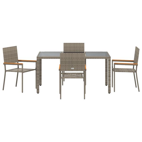 Grote foto vidaxl tuin eetset 5 pcs grijs 150 x 90 x 75 cm poly rattan tuin en terras tuinmeubelen