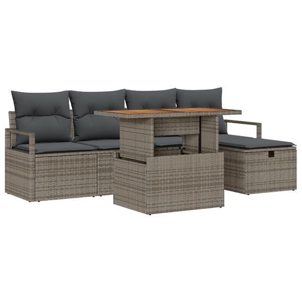 Grote foto vidaxl tuin sofa set 6 pcs grijs poly rattan tuin en terras tuinmeubelen