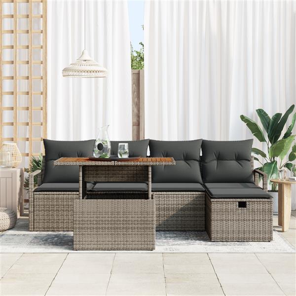 Grote foto vidaxl tuin sofa set 6 pcs grijs poly rattan tuin en terras tuinmeubelen