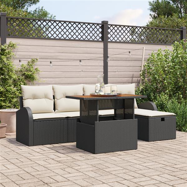 Grote foto vidaxl tuin sofa set 6 pcs zwart poly rattan tuin en terras tuinmeubelen