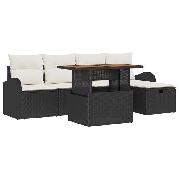Grote foto vidaxl tuin sofa set 6 pcs zwart poly rattan tuin en terras tuinmeubelen