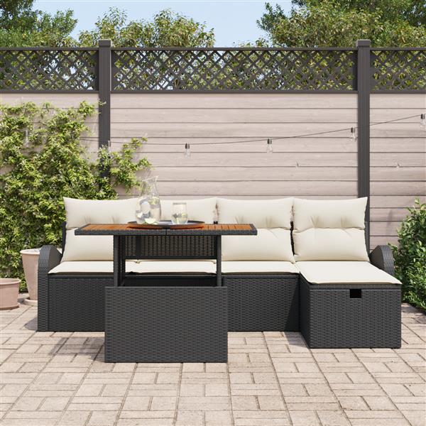 Grote foto vidaxl tuin sofa set 6 pcs zwart poly rattan tuin en terras tuinmeubelen