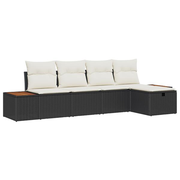 Grote foto vidaxl tuin sofa set met kussen 5 pcs zwart 55 x 62 x 69 cm poly riet tuin en terras tuinmeubelen