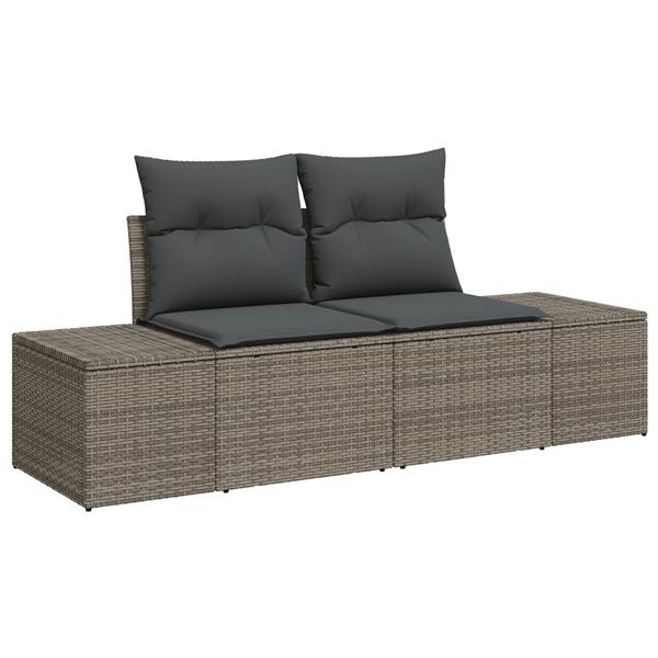 Grote foto vidaxl tuin sofa set met kussen met opslag 6 pcs grijs poly riet tuin en terras tuinmeubelen