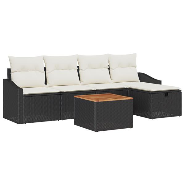 Grote foto vidaxl tuin sofa set met kussen met opslag 6 pcs zwart poly riet tuin en terras tuinmeubelen