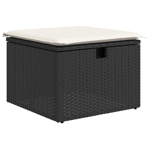 Grote foto vidaxl tuin sofa set met kussen met opslag 7 pcs zwart poly riet tuin en terras tuinmeubelen