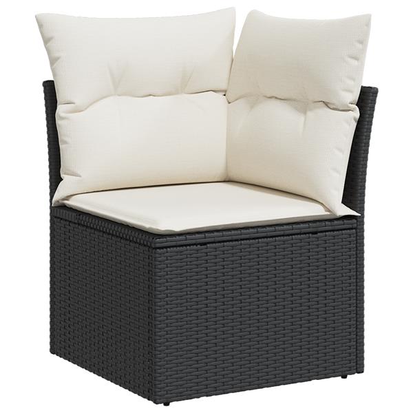 Grote foto vidaxl tuin sofa set met kussen met opslag 7 pcs zwart poly riet tuin en terras tuinmeubelen