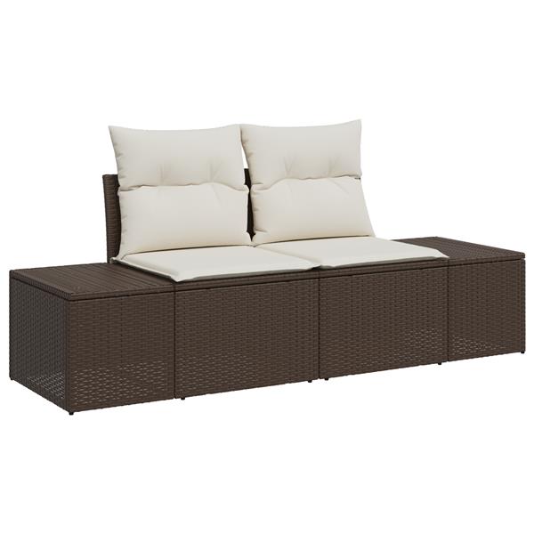 Grote foto vidaxl tuin sofa set met kussen 6 pcs bruin 55 x 62 x 69 cm poly riet tuin en terras tuinmeubelen
