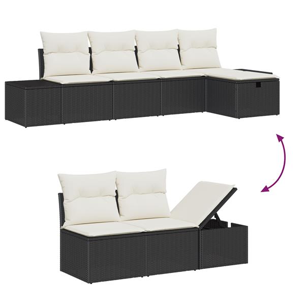Grote foto vidaxl tuin sofa set met kussen 6 pcs zwart 55 x 62 x 69 cm poly riet tuin en terras tuinmeubelen
