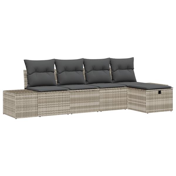 Grote foto vidaxl tuin sofa set 5 pcs lichtgrijs 55 x 62 x 69 cm poly riet tuin en terras tuinmeubelen