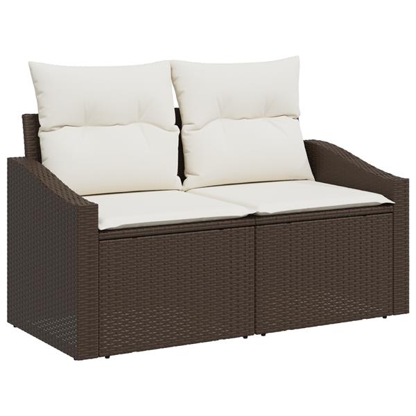 Grote foto vidaxl tuin sofa set met kussen 6 pcs bruin 55 x 55 x 37 cm poly riet tuin en terras tuinmeubelen