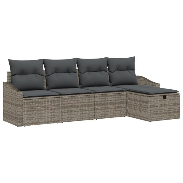 Grote foto vidaxl tuin sofa set 5 pcs grijs 233 x 117 x 85 cm poly riet tuin en terras tuinmeubelen