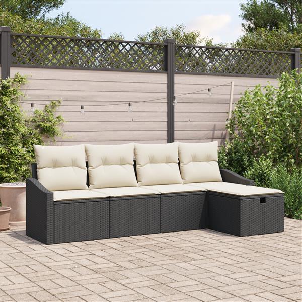 Grote foto vidaxl tuin sofa set 5 pcs zwart 233 x 117 x 85 cm poly riet tuin en terras tuinmeubelen