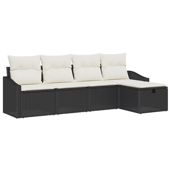 Grote foto vidaxl tuin sofa set 5 pcs zwart 233 x 117 x 85 cm poly riet tuin en terras tuinmeubelen
